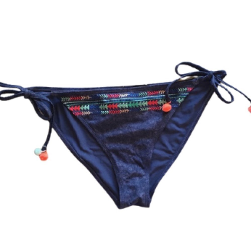 AERIE Swim Teeny Bikini Embroidered Pom Pom Tassel
